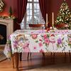 Christmas Tablecloth, Dream Pink Merry Christmas Floral Snowman House Gift, Table Cloth