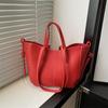 Chic Korean Style Faux Leather Tote Bag for Women, Spacious Structured Shoulder Handbag, Casual Commute Work Bag KTB