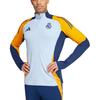 Adidas SS24 Real Madrid Série Color Block Pohodlný Módní Pulovr na Poloviční Zip s Dlouhým Rukávem Fotbalový Dres Pánské Topy Modrá IT5118