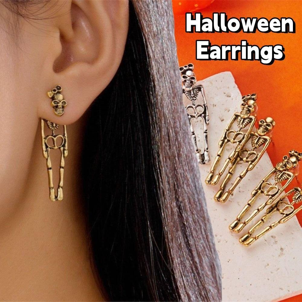 Zinc Zinc Alloy Halloween Drop Earrings Hip Hop Imitation Human Bone Earrings Skeleton Earrings  Couple