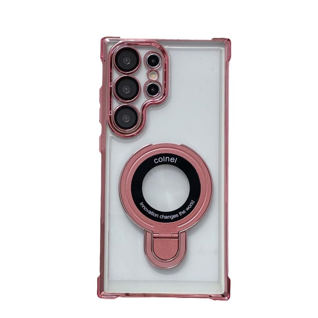 Samsung S25ultra Handyhülle Geeignet für S24 Transparent Vier Ecken Magnetische Drehpunkt-Halterung Schale NOTE20A34
