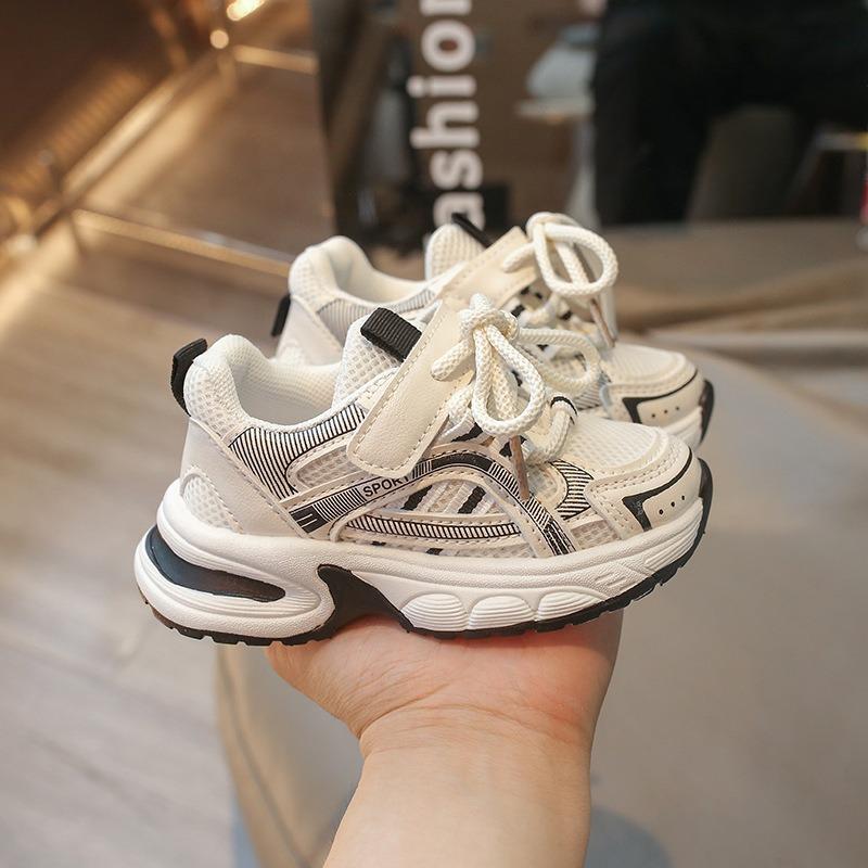 Детские кроссовки, Весенние дышащие сетчатые массивные кроссовки для детей, Беговые кроссовки для малышей, Обувь для младенцев. 21 чёрный