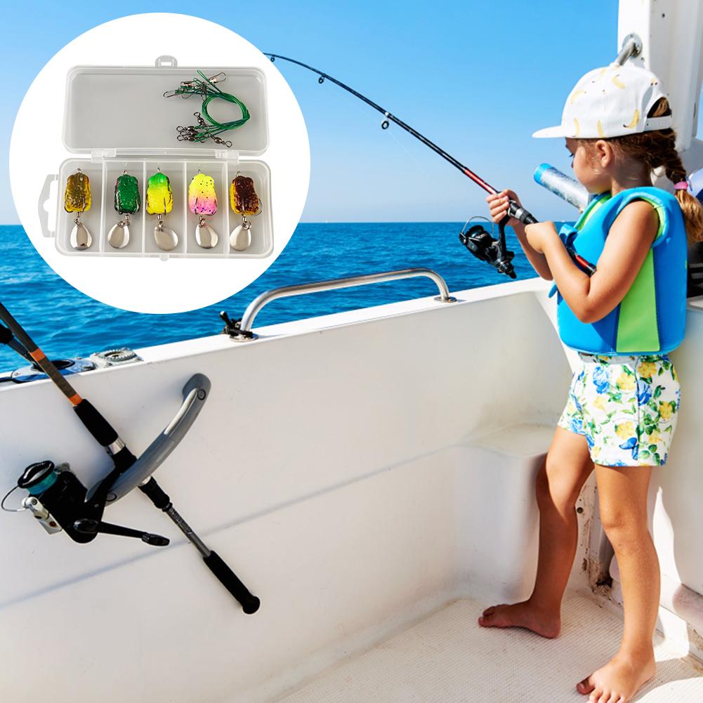 5 Stück Frosch Weiche Angelköder mit Doppelhaken Künstlicher Froschköder Frosch Löffel Angelköder für Salzwasser Süßwasser