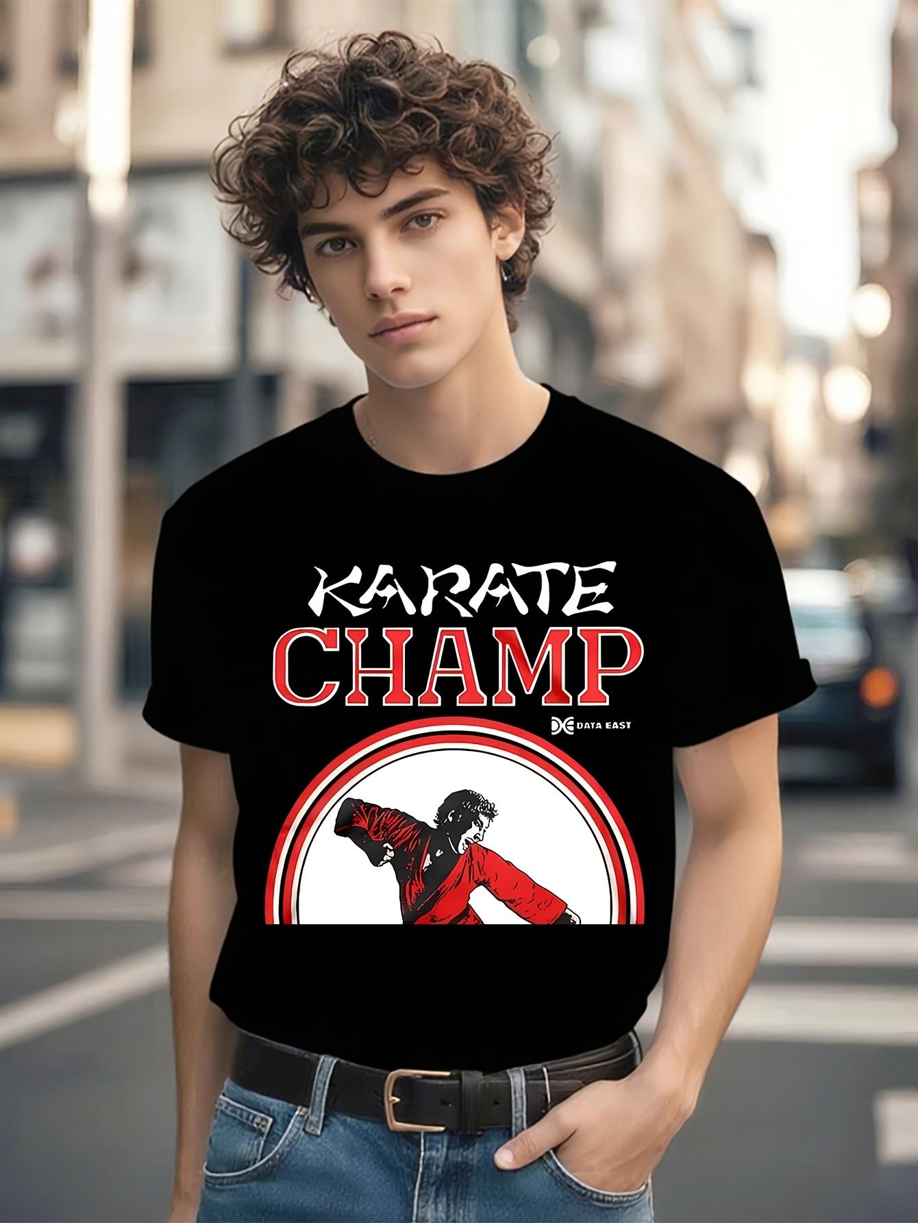 Karate Champ Graphic - Bold Kick & Text Design T-shirt L