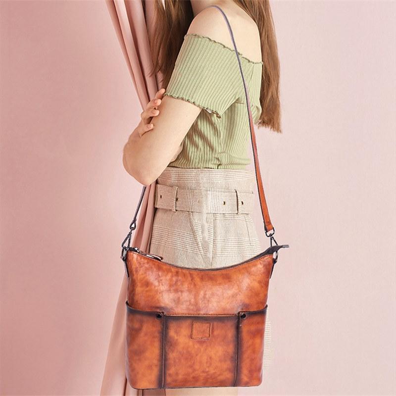 Vintage Design Shoulder Bags for Men Women Genuine Leather Crossbody Messenger Bag Fashion Zipper Purse GZW