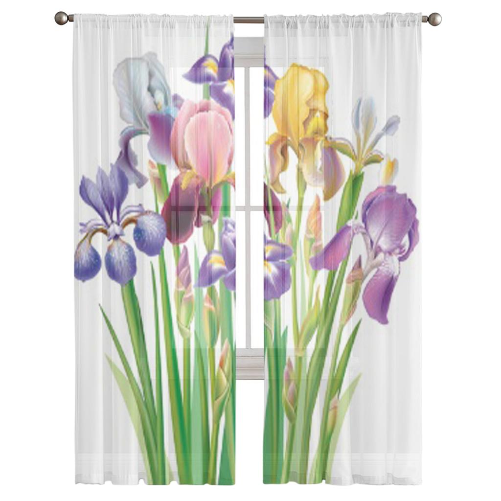 Blumen-schiere Vorhang für Wohnzimmer Moderne Voile Tüll Fenster Vorhänge für Schlafzimmer Küche Vorhänge