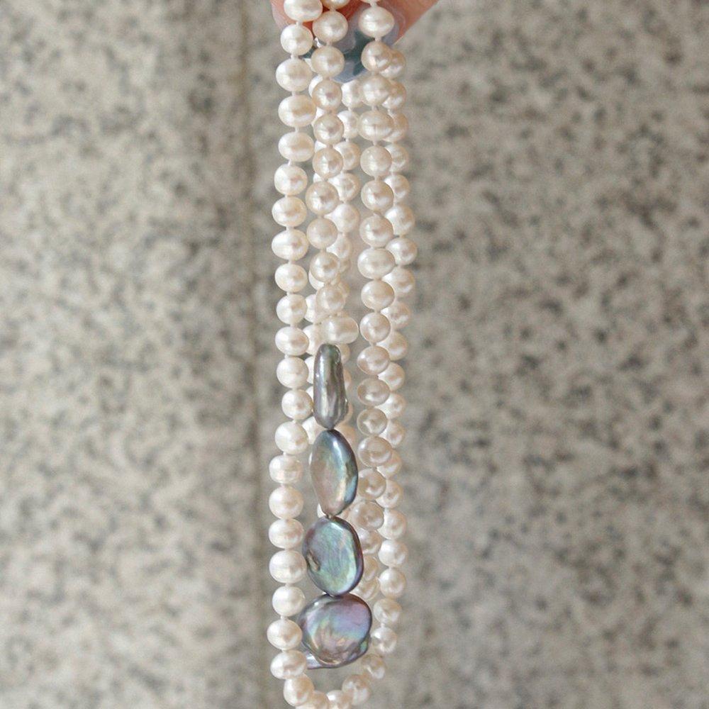 Bydaisy Freshwater Pearl Flat Pearl Long Pearl Necklace Bn0506