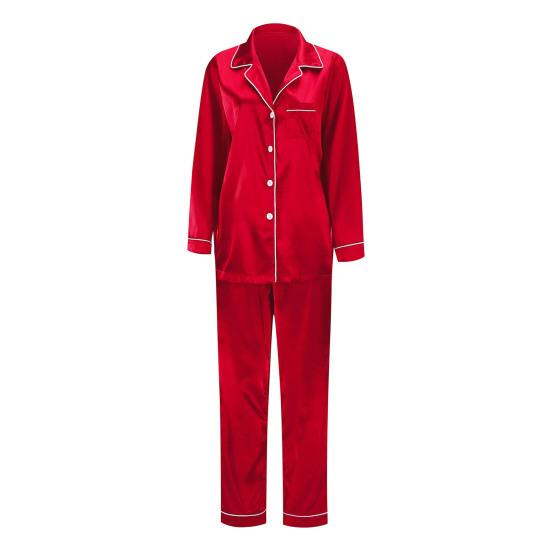 2Pcs/Set Christmas Pajamas Set Family Matching Xmas Pajamas Set Solid Color Smooth Fabric Festive Family Sleepwear