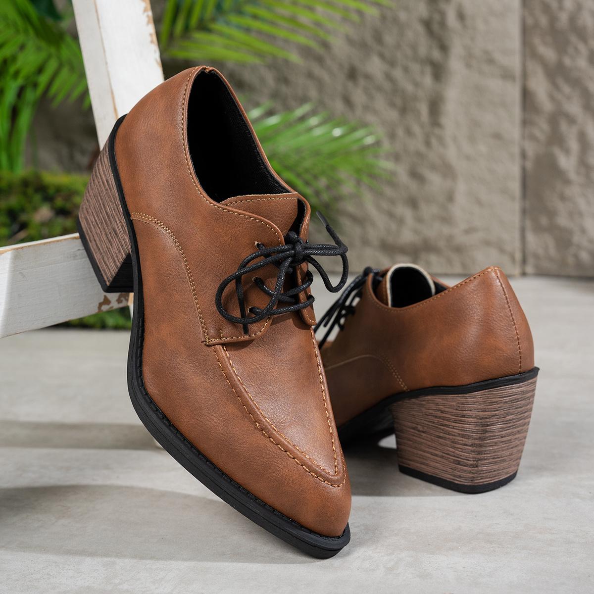 

Women s Slip-On Chunky Heel Ankle Boots - Pointed Toe Synthetic Cover Casual & Business Shoes with Breathable Fabric Lining, Durable TPR Sole Size 35