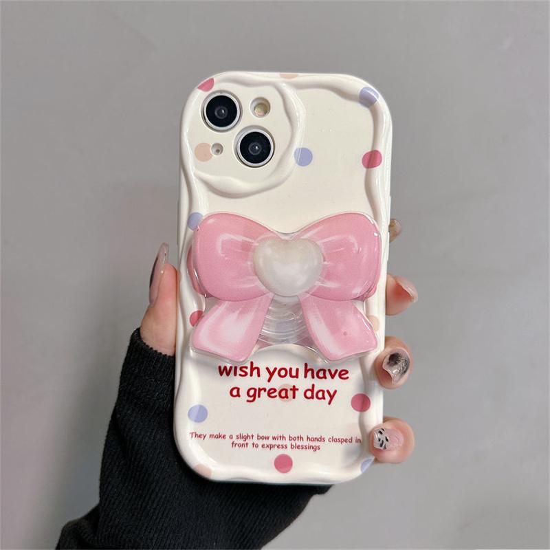 Korean Flower Bracket Holder 3D Wave Case For Realme 15 5G 15 14 13 12 Pro 11 Plus C71 C75 C53 C55 Note 60 C61 GT6 Cover Funda S