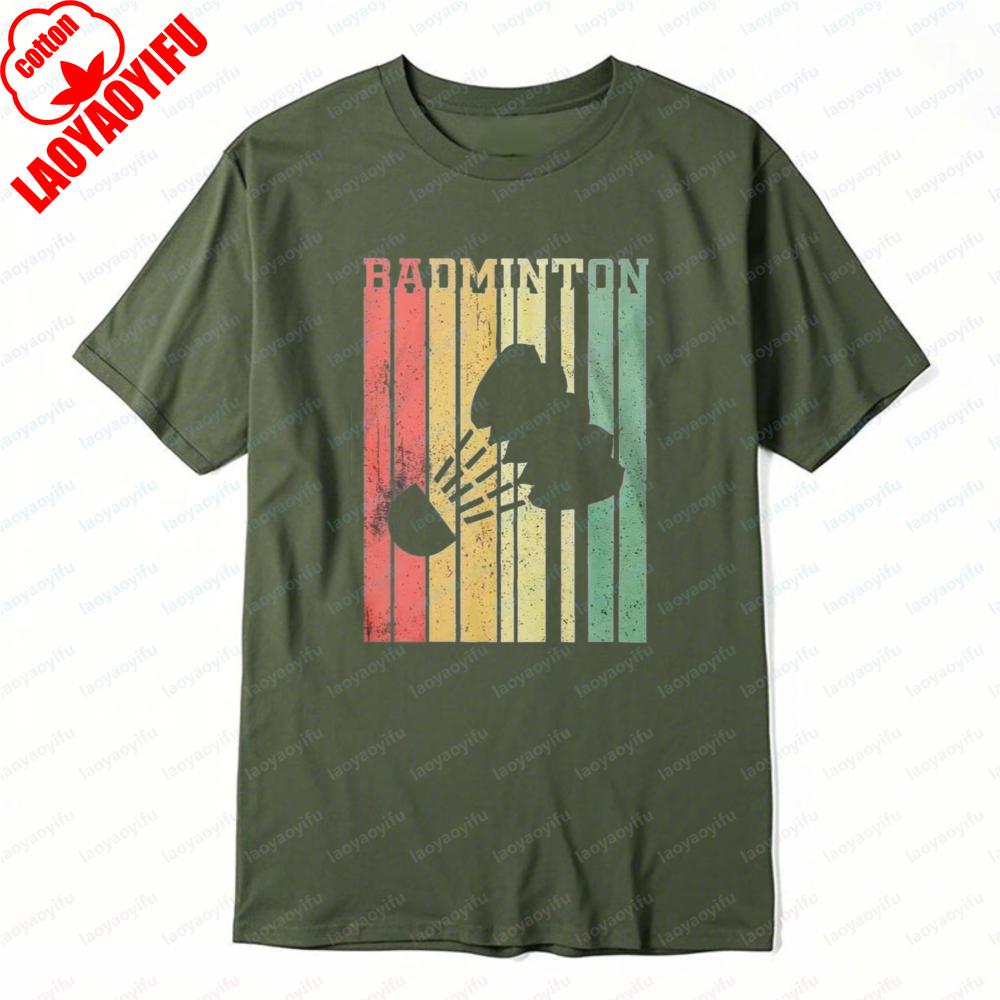 Badminton Sport Graphic Tee Vintage Style TShirt for Unisex Shuttlecock Fashion Streetwear Shortsleev Trendy Tops Athletic Wear
