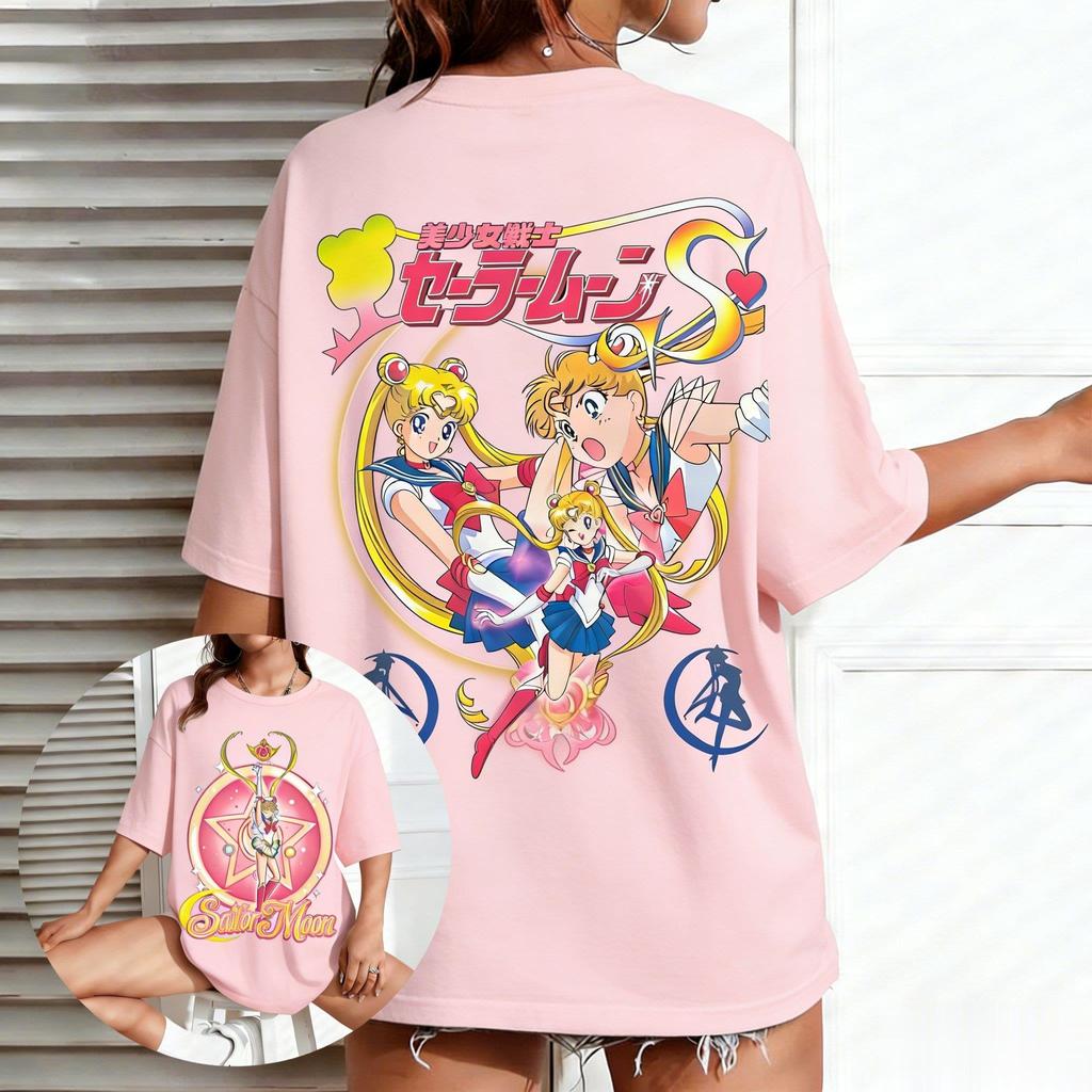 Y2k Sailor Moon Anime Graphic T Shirt Unisex Women Short Sleeve Tee Summer New Oversized Vintage Print Streetwear Casual Top Unisex