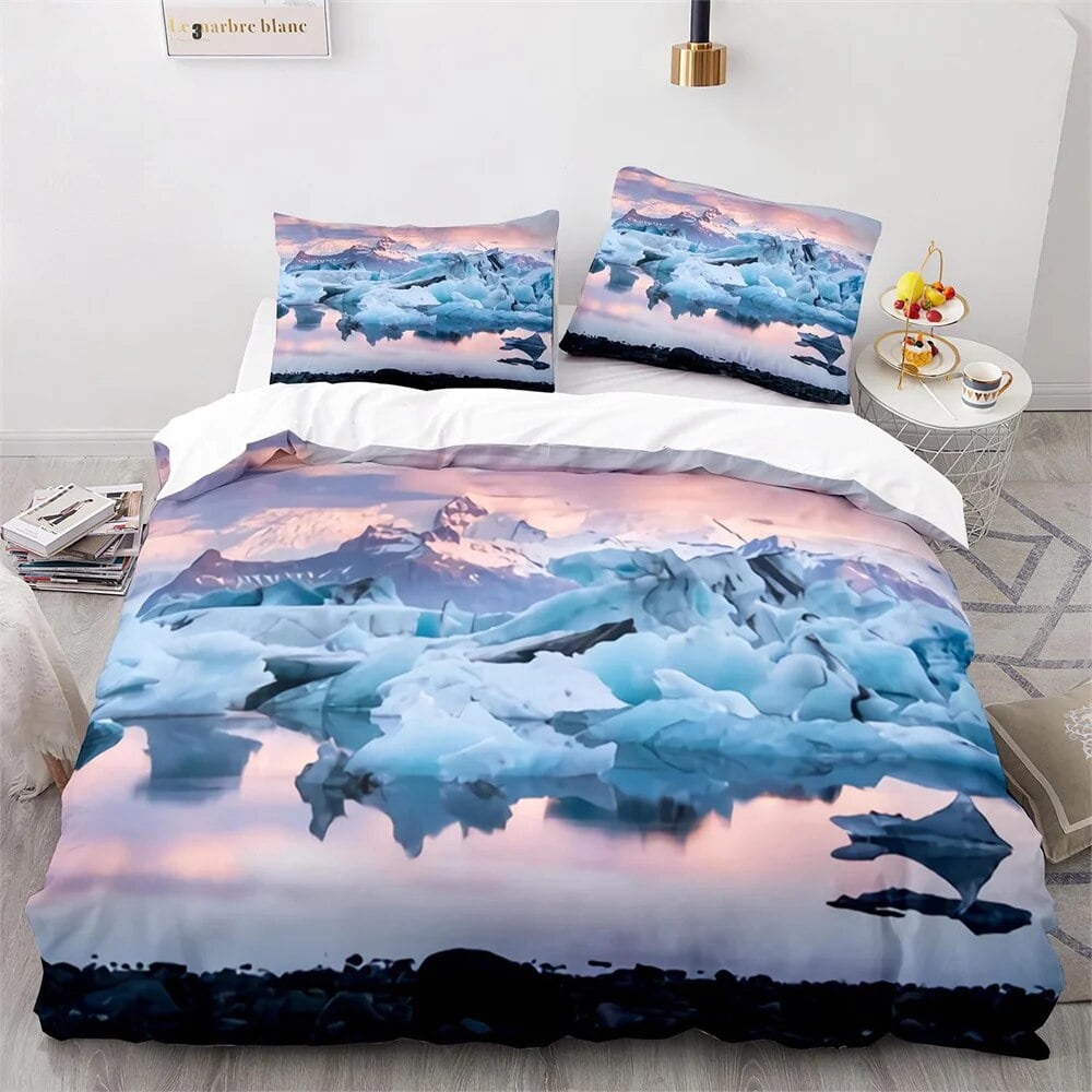 Comforter Snow Mountain Iceberg Northern Antarctic Bedding Set For Kid Boy Girl Rock Stone Queen Size Warm