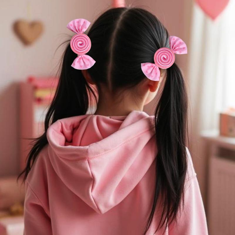1Pair Valentine'S Day Children'S Sweet Lollipop Hair Clip Red Butterfly Bow Hair Accessory Cute Headwear Hairpin Gifts