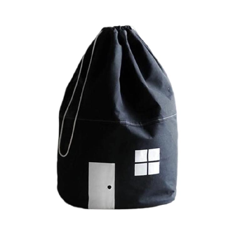 Дышащий Хлопковый Тканевый Контейнер для Хранения для Детской Комнаты Коллекции Игрушек Практичная Сумка с Завязками чёрный 1300₽