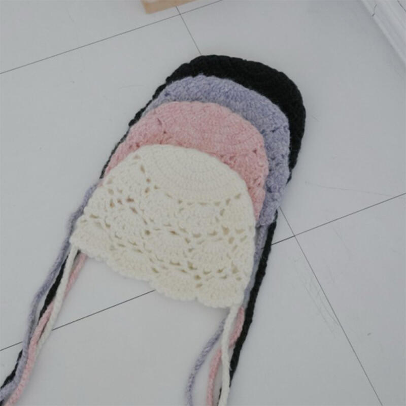 Women s Bokashi Thin Fur Knit Chin Strap Hat C8499_Ivory