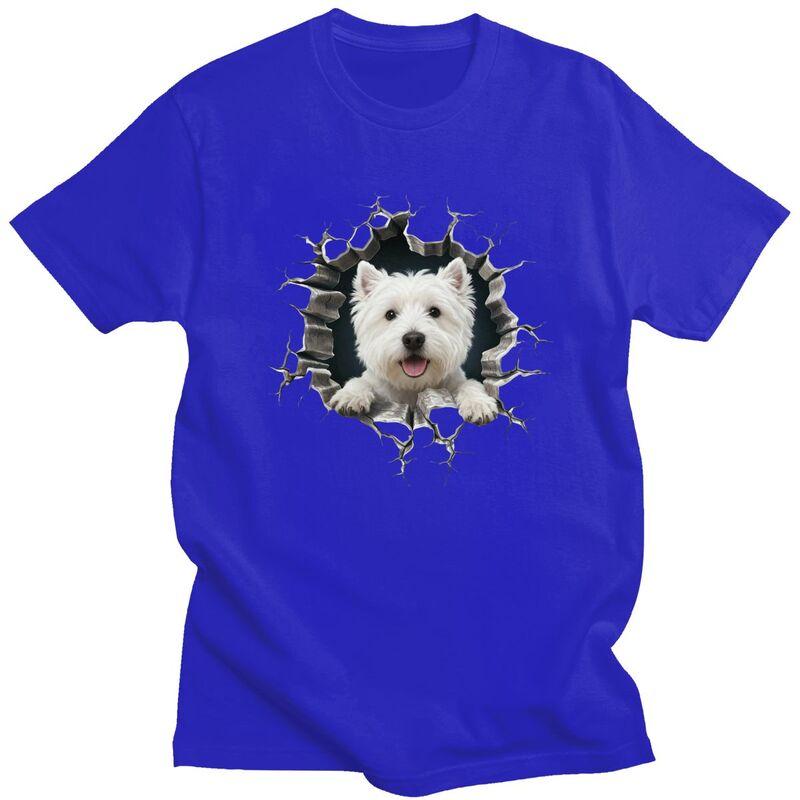Przełomowy West Highland White Terrier Koszulka Męska 100% Bawełna T-shirt Rekreacyjny Westie Miłośnik Psów Koszulki Streetwear Koszulki