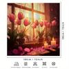 1Pc Floral Balcony Scene Polyester Shower Curtain With Hooks - Machine Washable, Digital Print, Elegant Home Decor For All Seaso