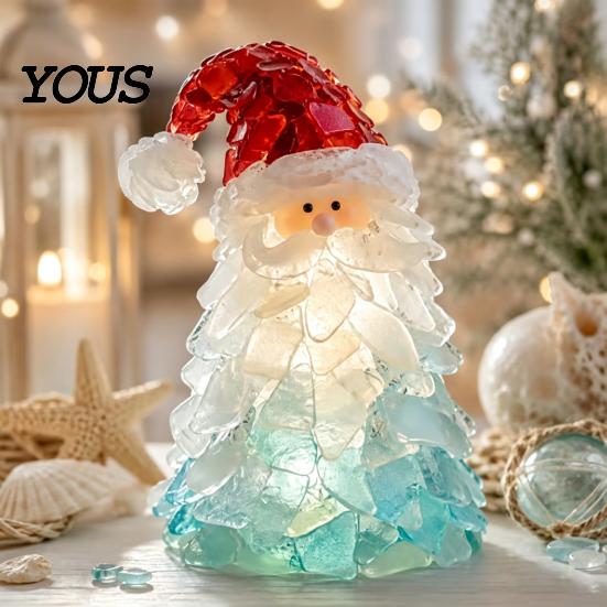 Christmas Wreath Figurine DIY Lighted Kit, Santa Snowman Reindeer Tree Decor, Handmade Xmas Decor with LED Light, Festive Party Supplies