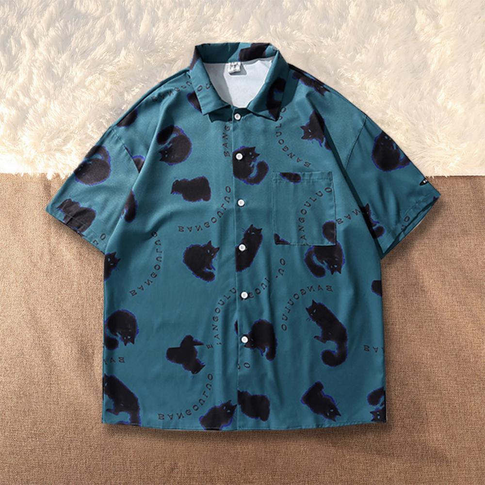 Printed Shirt Men's Short Sleeved Summer Loose Design Sense American Street Shirt Ins Trendy Casual