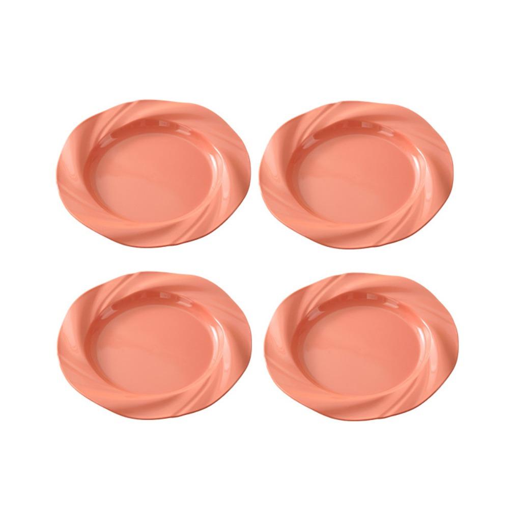 4PCS Decorative Fruit Plate Plastic Dinning Plate Easy To Clean Light Luxury Round Plate  Pasta 22.5 cm/8.86 in розовый
