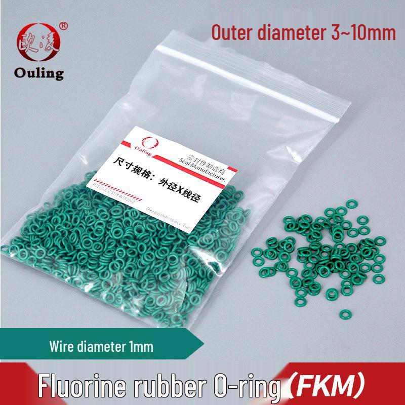 FKM O-Ring, Outer Diameters: 3 to 10mm (in 0.5mm increments), Thickness: 1mm 4*1mm (10 pieces) Green Fluororubber O-ring