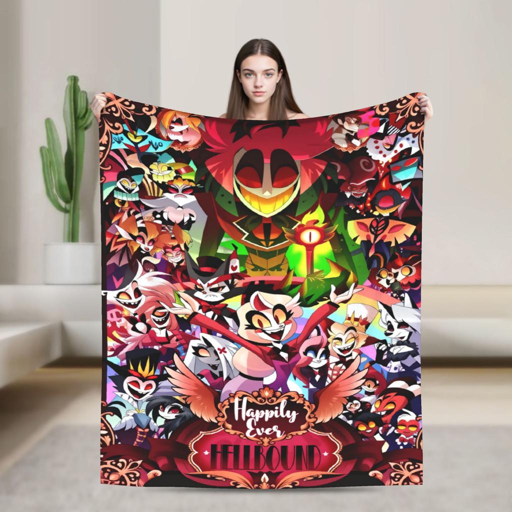 Hazbins Hotels Coperta Peluche Lucifer Biancheria da Letto in Flanella per Studenti Coperte per Arredo Casa Calde Qualità Personalizzata Copriletto Compleanno