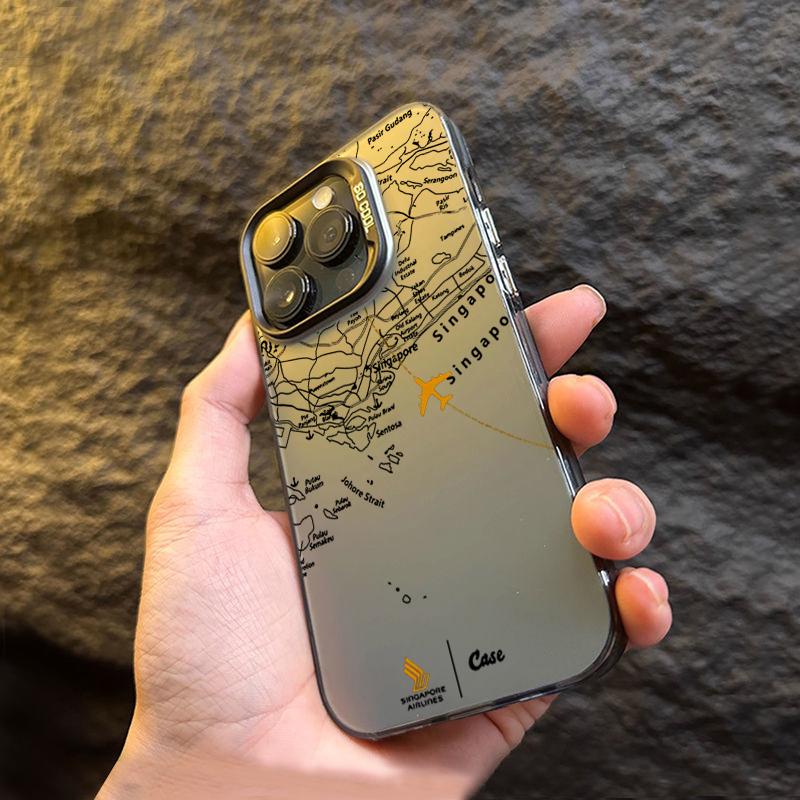 Travel-Inspired Airplane Route Design Silver IMD Case For  Redmi Note 14 13 12 11 10 Pro Plus 5G 12S 11 Redmi 14C 13 Cover