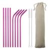 Metal Drinking Straw 304 Stainless Steel Colorful Straws Reusable Bent Straight Straw Set With Cleaner Brush Bar Party Accessory