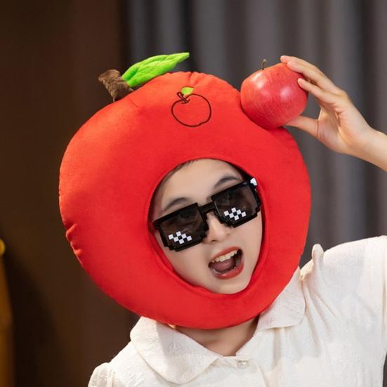 Foto clona Jasné barevné tvar ovoce jídlo Měkká plyšová pokrývka hlavy Otvor pro obličej Kostým internetové celebrity Párty rekvizita