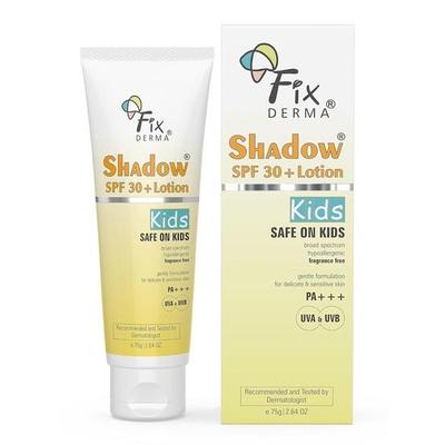Fixderma Shadow Sonnenschutzlotion LSF 30+ für Kinder PA+++ | Sonnenschutz für empfindliche Haut, Sonnenschutz für Körper und Gesicht | Breitband-Sonnenschutz – 75 g