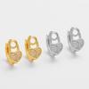 New Fashionable Gold Color Heart Inlaid Zircon Earrings, Women's Personalized Trendy Holiday Party Accessories Zircon