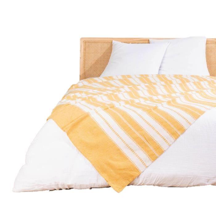 Couvre Lit - Abbysse - Jacquard - 180 X 220 Cm - Jaune - Oeko-Tex®