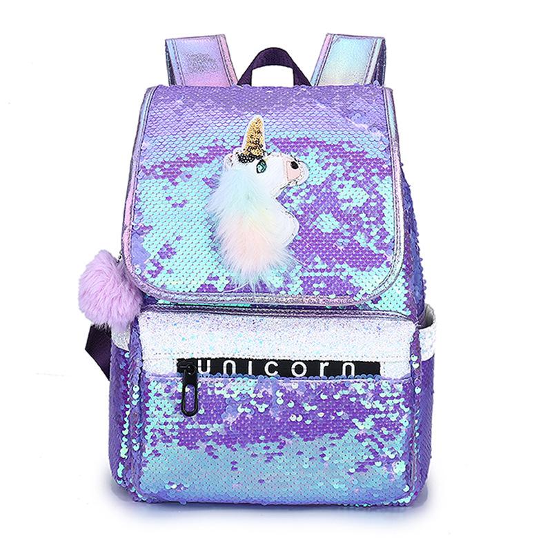 New Sequined Backpack with Pencil Case, Primary and Secondary School Students Cartoon Schoolbag, Women's Backpack Fashion