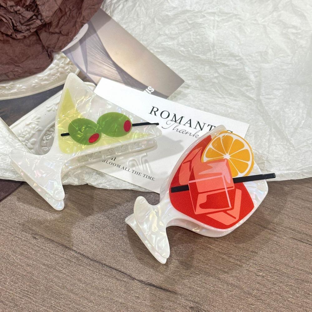 Cocktail Theme Hair Claw Large Shark Clip Casual Grasping Clip Women Hair Accessories