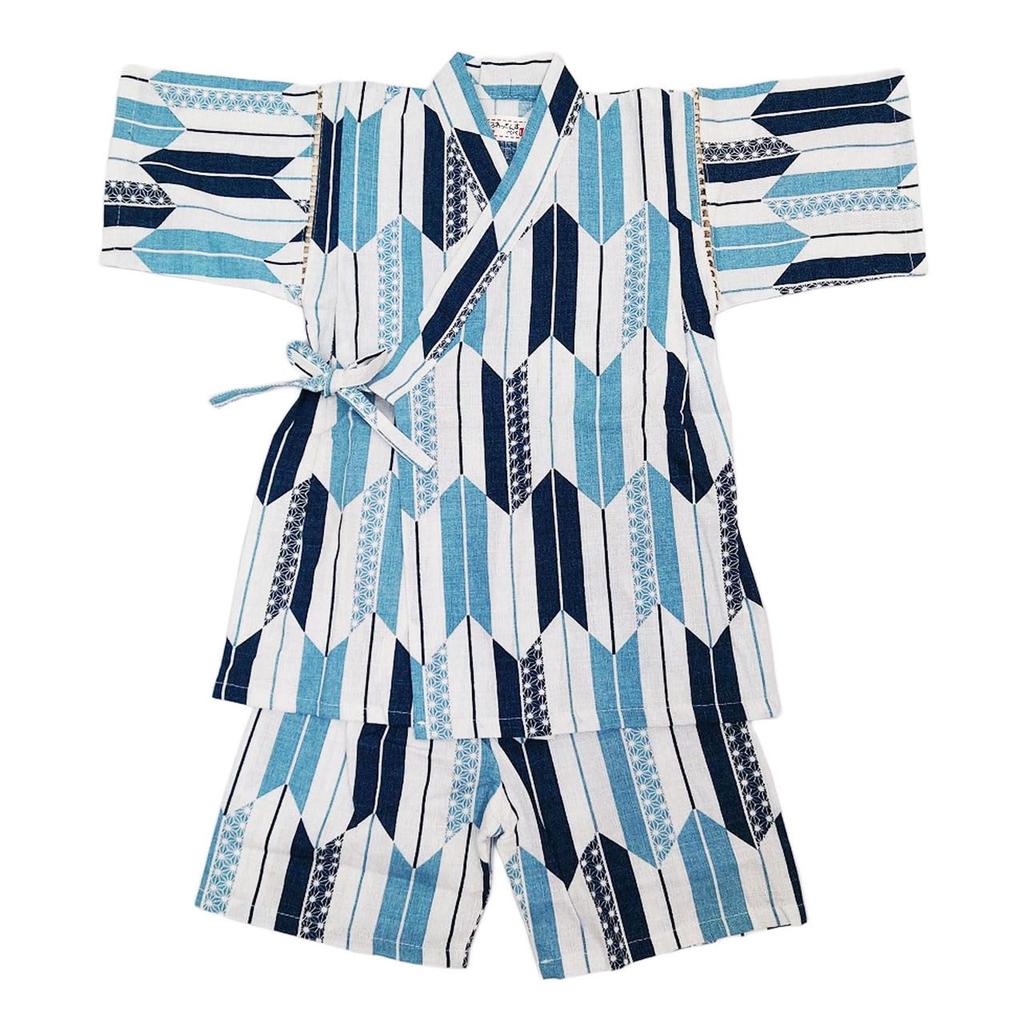 Jinbei Made in with Yagasuri 130cm Boys' (Kids' Kimono) - 100% Cotton, Japan, Pattern, Blue,