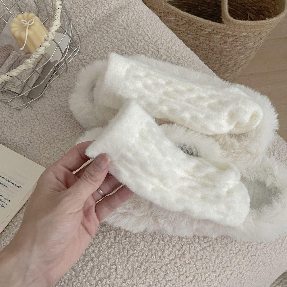 Solid Color Cotton Socks Winter Fleece Socks Sleep Socks Velvet Socks  Women