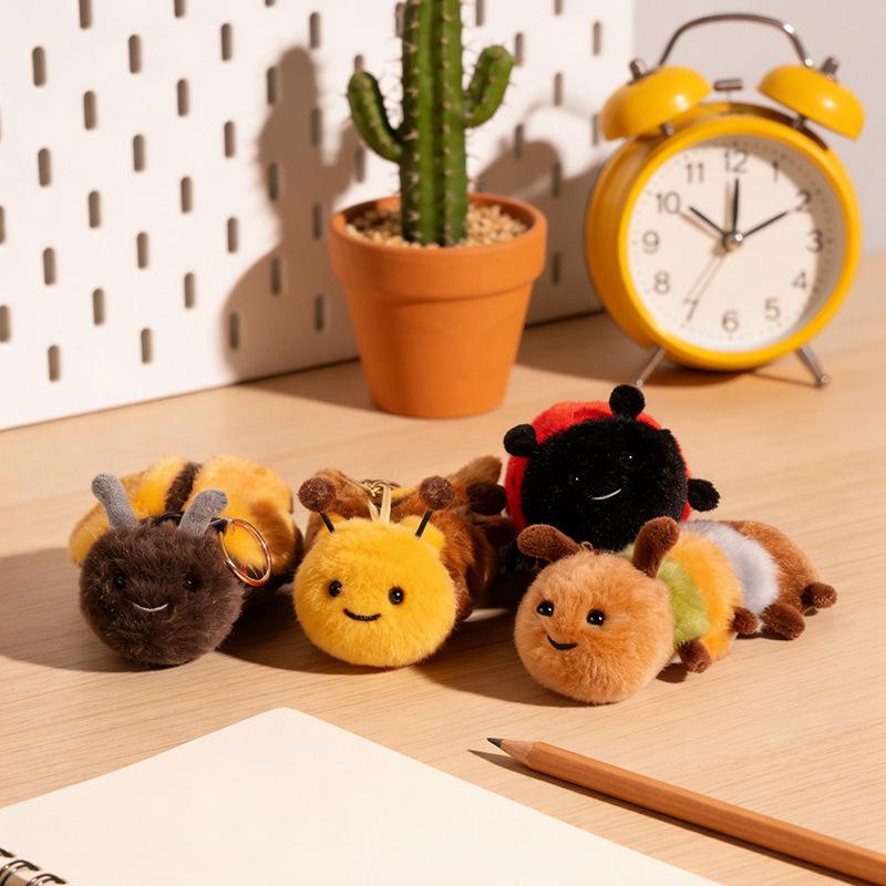 Elephant Skin Rabbit Plush Keychain: Cute Insect and Plant Series with Caterpillar and Bee Figures