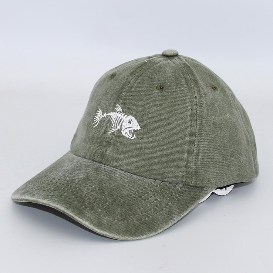 Embroidered Skullfish Fish Bone Vintage Soft Baseball Caps Men Women Water Washed Hat Sports Fishing Summer Autumn Peaked Cap