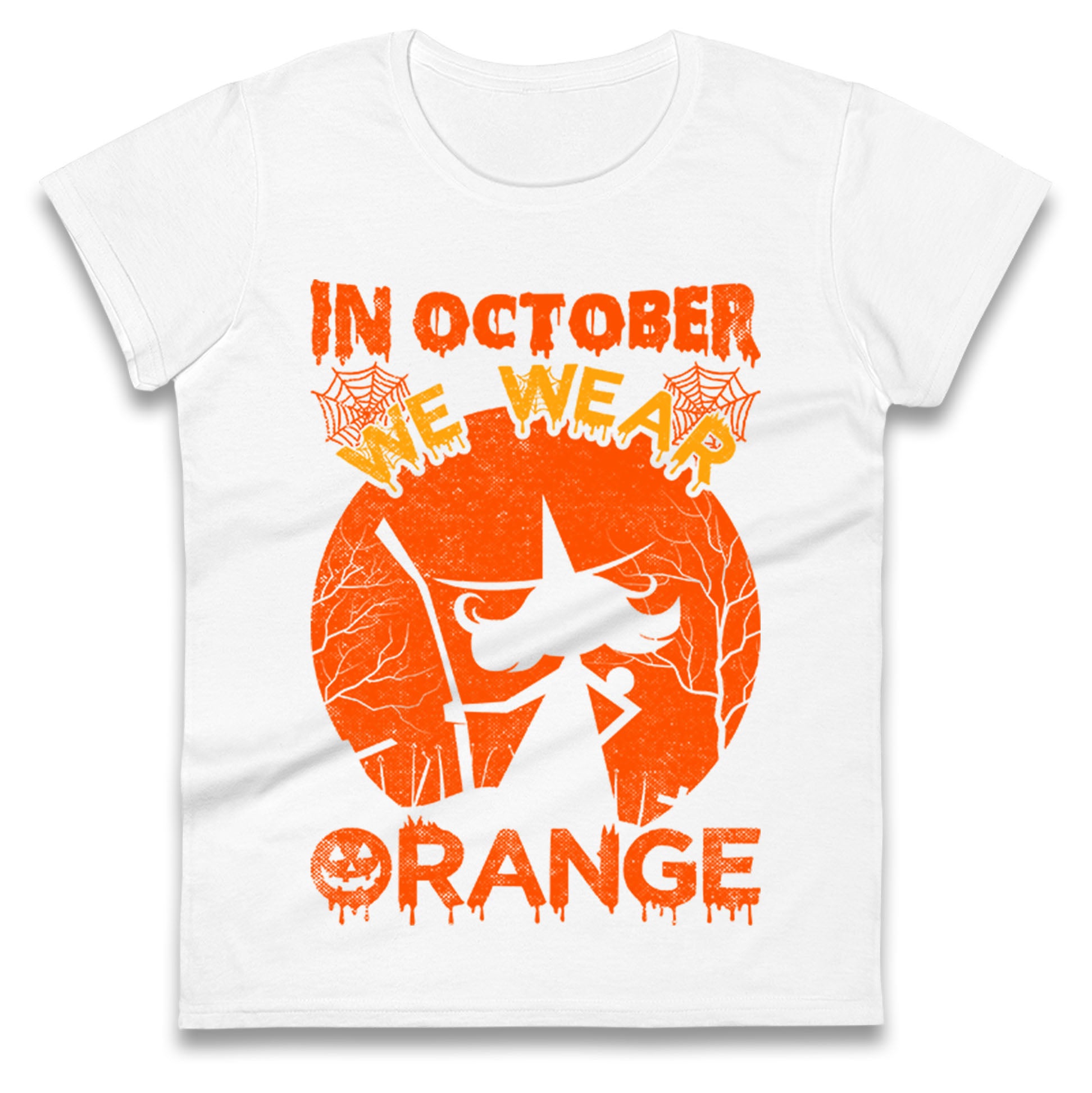 In October We Wear Orange Halloween Womens T Shirt Mens Tops Tees Unisex 4XL