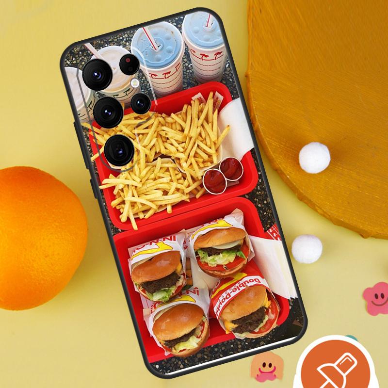 French Fries Burger Pizza Phone Case For Samsung Galaxy S25 Ultra S24 S23 S22 S21 Ultra S9 S10 Plus S20 FE Funda Cover