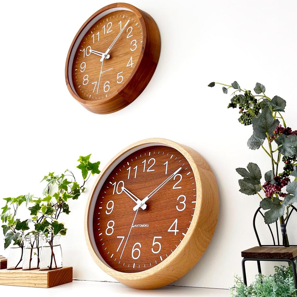 KATOMOKU muku clock 2 Walnut x Beech Wall Clock Continuous Second Hand km-73NARCS 306mm (SKP Radio-Controlled Clock)