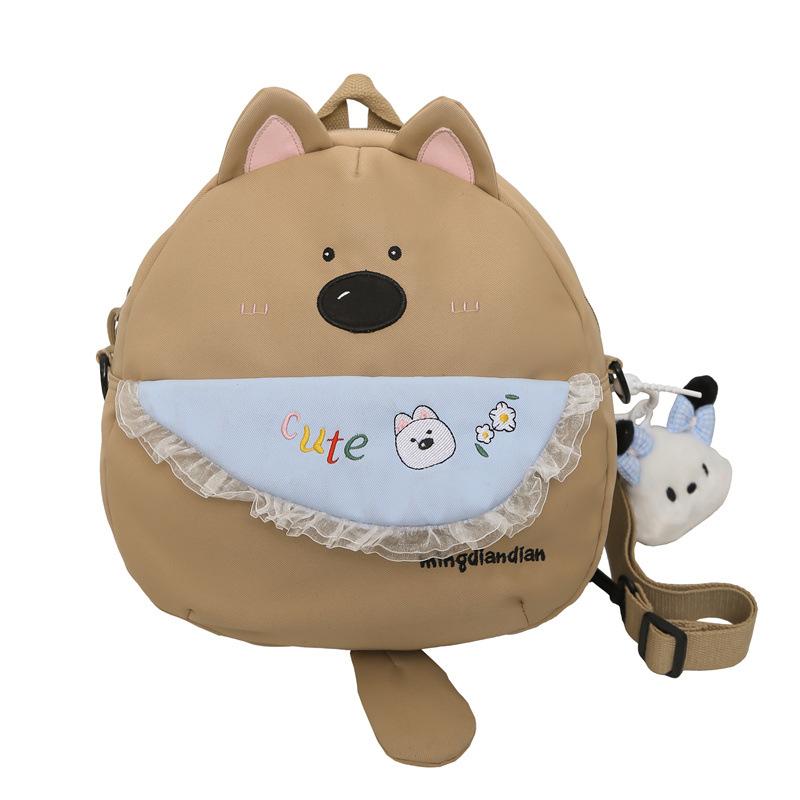 Cartoon puppy backpack cute soft girl versatile storage messenger bag female student large capacity dual-purpose backpack