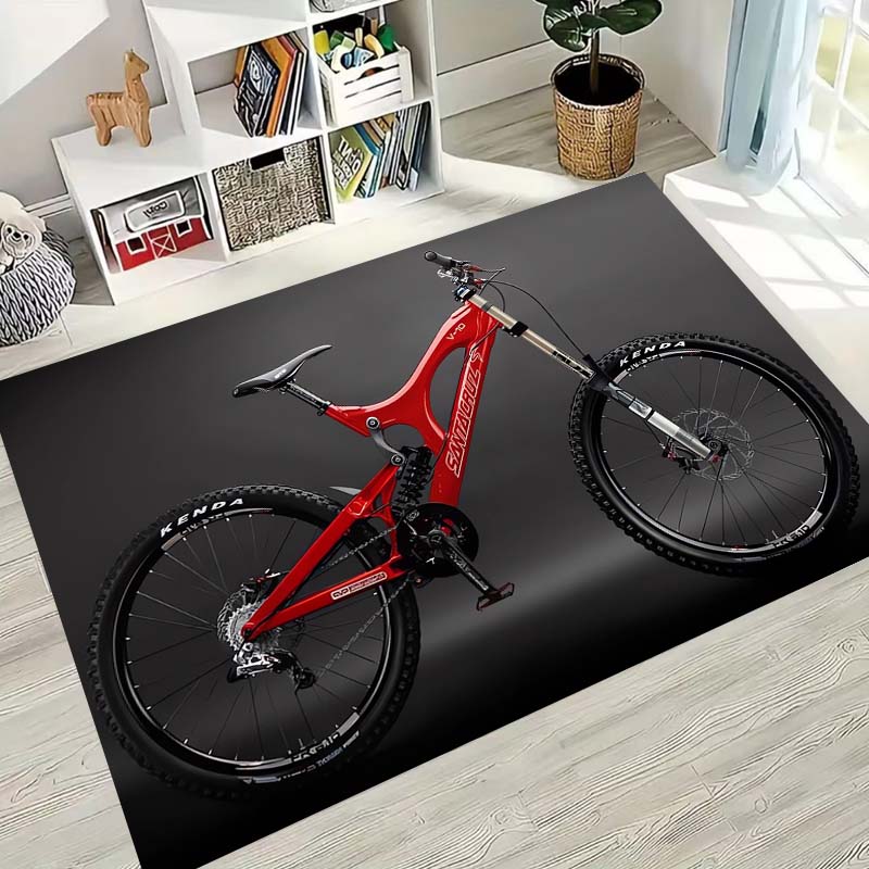 Santa Cruz rugs and mats, mountain bike bedroom decor, machine washable mats, holiday decorations available by custom.