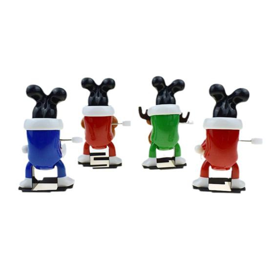 Mini Christmas Wind-Up Toy Bear/Santa Claus/Snowman/Reindeer Clockwork Chain Toy Plastic Running Jumping Movement Figures