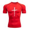 Men's Compression Fitness T-Shirt, Nail Cross Jesus Printed Quick Dry Breathable Athletic Shirt for Gym Workout Running Training Activewear