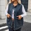 Damen Casual Locker geschnittene Jeansweste Ärmellose Jean Jacke für den Alltag