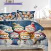 Snowmen Pattern Bedding Quilt Set Quilt Cover Pillowcase Home Decoration Birthday Gift (1 * duvet cover + 2 * pillowcase, without core)