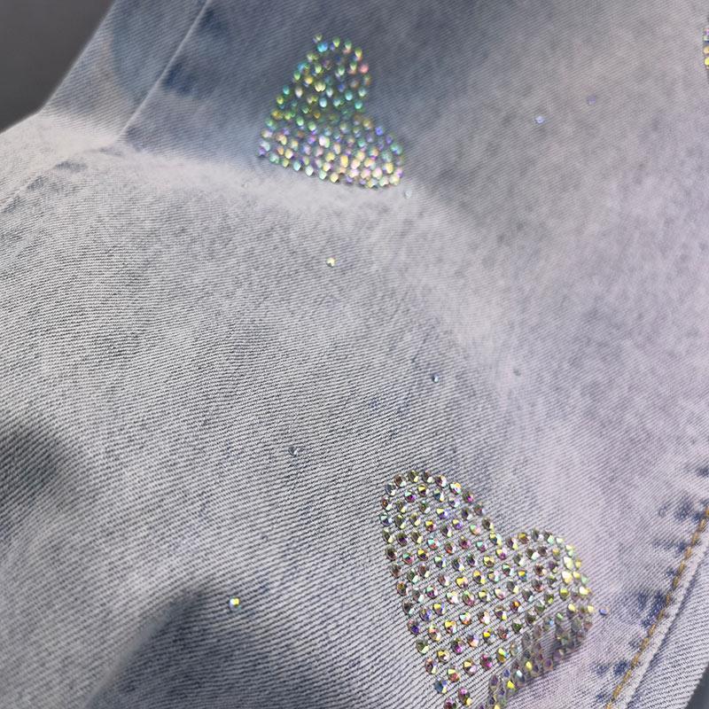 Jarní a podzimní módní trend, snížený věk, elastický pas, kapsy, diamanty, ležérní, volný popruh, devítibodové džíny Harlan