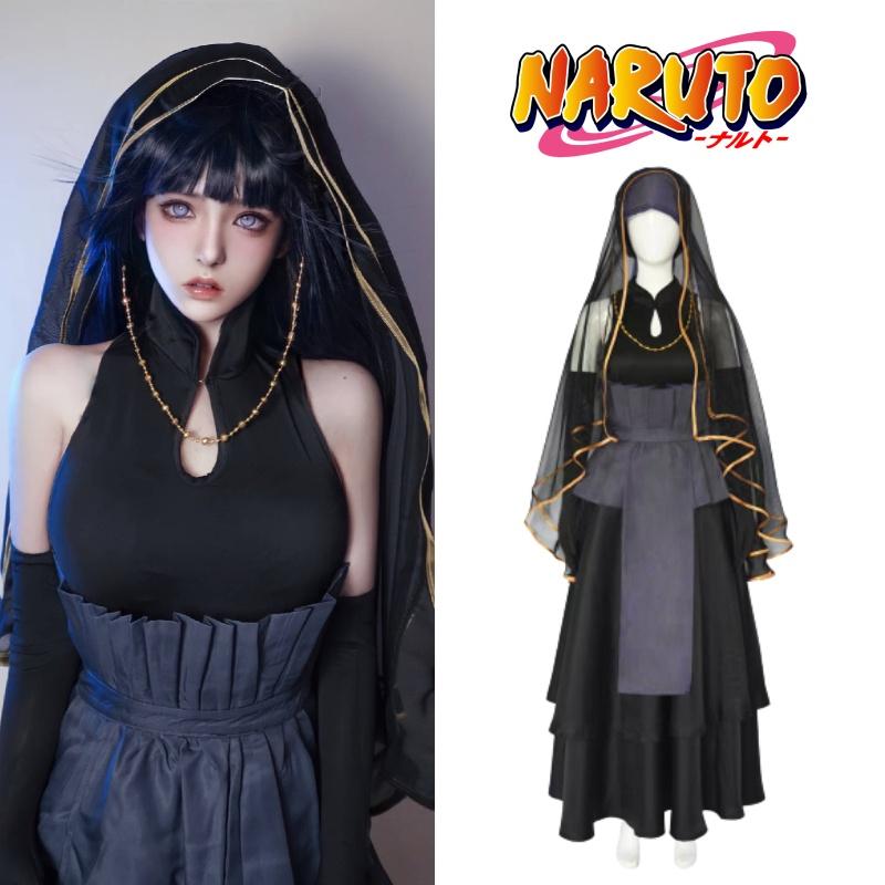 Hyuuga Anime Naruto Hinata Wedding Dress Set Veil Necklace Sleeve Cosplay Outfit